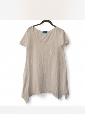 Coastal Cowgirl Beachy fresh produce ivory Scoop Neck Short Sleeve Tunic size L